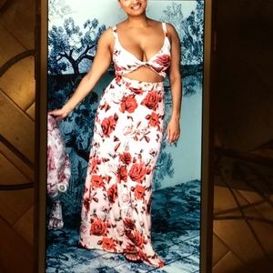 Floral maxi skirt and crop bralett